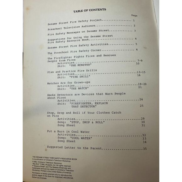 Sesame Street Fire Safety Resource Book 1982 Scripts Drills Rare VHTF - Picture 3 of 11